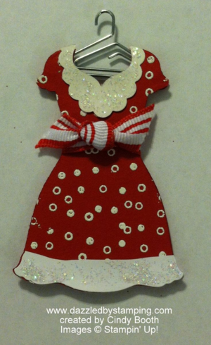 Dress Up Framelits ornament by Cindy Booth, www.dazzledbystamping.com