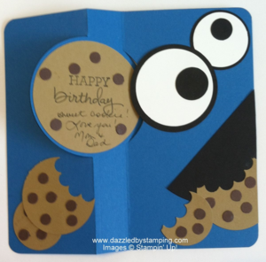 CASE'd Cookie Monster flip card, www.dazzledbystamping.com