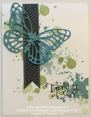 Gorgeous Grunge, Sassy Salutations, Butterflies Thinlits, CASE'd from Scrappin' and Stampin' in GJ, www.dazzledbystamping.com