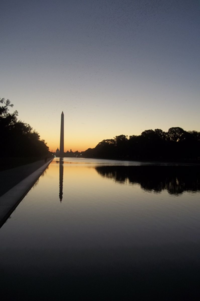 Washington Memorial sunrise in the reflecting pool