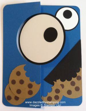 CASE'd Cookie Monster flip card, www.dazzledbystamping.com