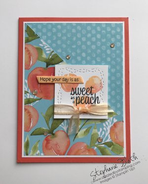 You're a Peach bundle, Sweet as a Peach DSP, Stitched with Whimsy Dies, www.dazzledbystamping.com