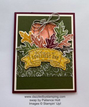 Hello Harvest, swap by Patience Holt, www.dazzledbystamping.com